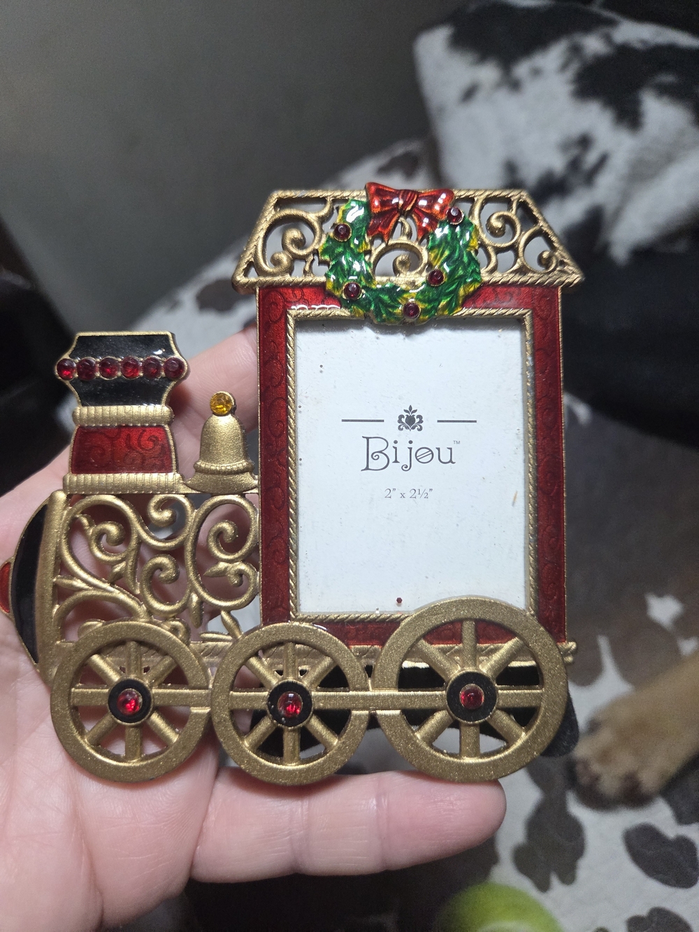 VTG 2 ×2 1/2 Bijou Christmas Train  Picture Frame